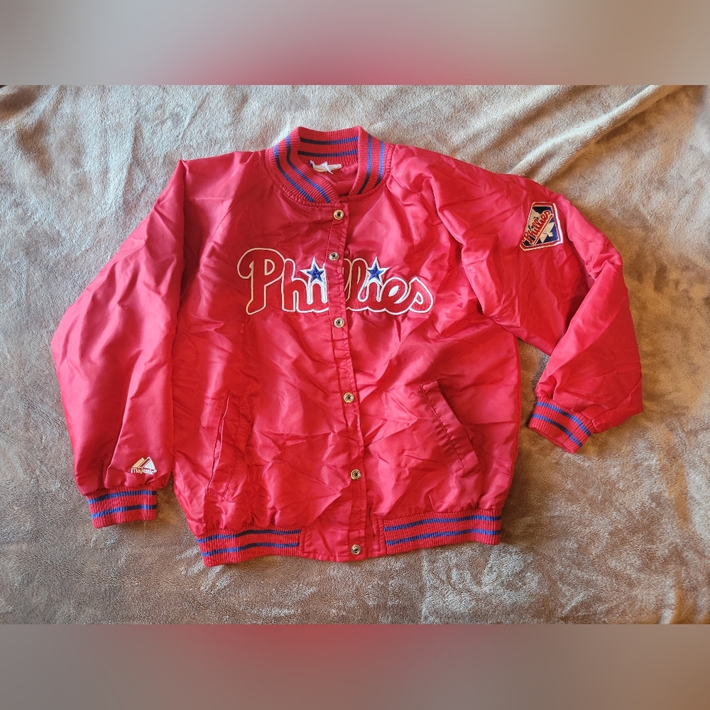 Majestic Kids Red Phillies Puffer Jacket, Please Read Description
